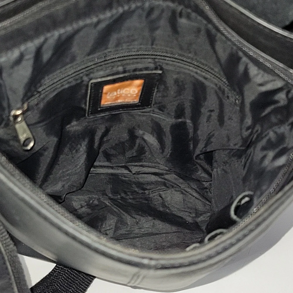 Latico Black Leather Flat Front Crossbody Messenger Bag